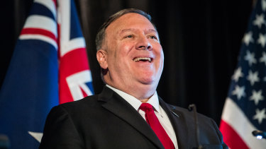 US Secretary of State Mike Pompeo at a press conference in Sydney at the weekend.