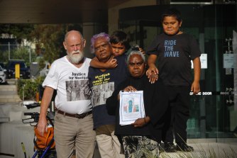 The family of Douglas ‘Mootijah’ Shillingsworth outside the inquest on Monday.