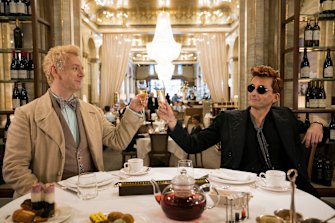 Aziraphale (Michael Sheen) and Crowley (David Tennant) have spent too long away from the moral absolutes of their ethereal homes, and developed a taste for the good life.