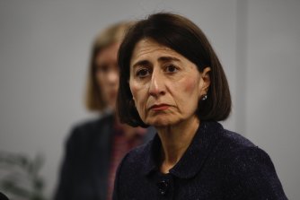 NSW Premier Gladys Berejiklian in Homebush yesterday.