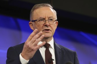 Opposition Leader Anthony Albanese during his address to the National Press Club of Australia in Canberra on Friday 2 July 2021.