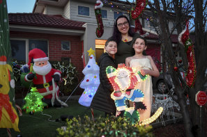 "We've gone a little bit nuts": Kat Torcasio, of Pascoe Vale, with children Theodore, 7, and Charlotte, 9.