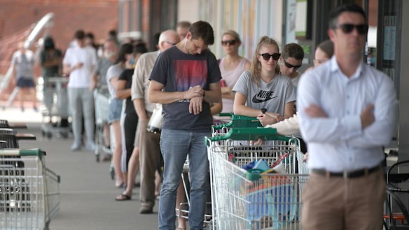 The announcement of the lockdown sparked panic buying in Adelaide on Tuesday afternoon. 