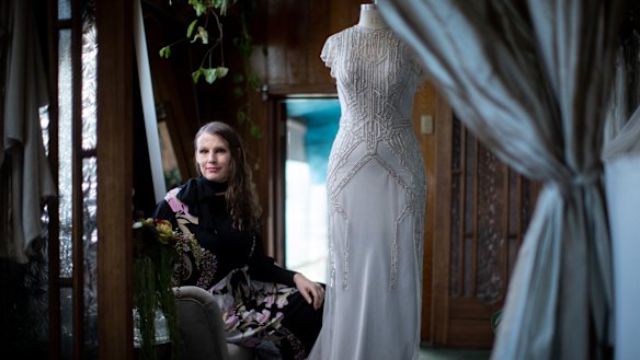 Bridal designer Gwendolynne Burkin in her atelier in Fitzroy, Melbourne. 