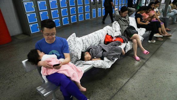 Stranded residents outside the Neo200 building.