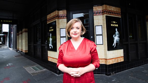 Sydney Lord mayoral candidate Linda Scott at Three Saints Square.