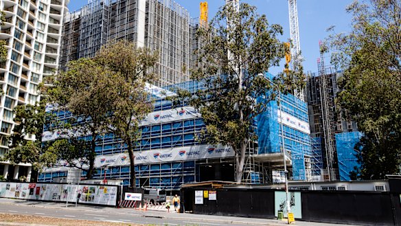 Construction taking place in Macquarie Park, a precinct that has gone through significant rezoning.