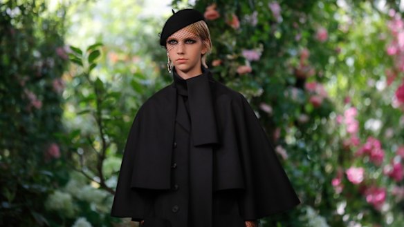 A model wears a creation for the Dior Haute Couture Fall-Winter 2020 fashion collection.