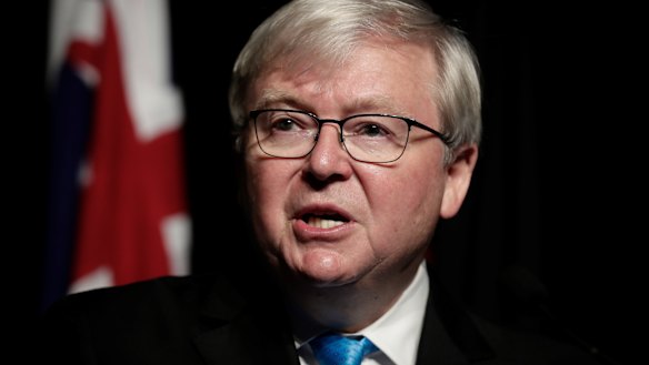 Kevin Rudd has launched a scathing attack on News Corp and Tony Abbott over the Liberal leadership spill. 