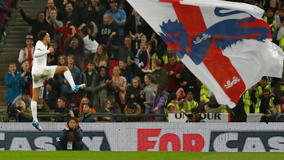 Trent Alexander-Arnold puts England's second goal in the net.