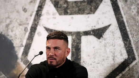 Williams during the press conference to unveil him as a Toronto Wolfpack player.