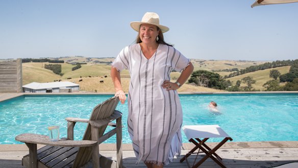 Carolyn Creswell at her farm in Gippsland where she is staying with her family. 
