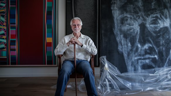 Paul Guest at home among his substantial collection, part of which is going to the Bendigo Art Gallery.  