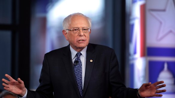 Not apologising: Senator Bernie Sanders speaks during a Fox News town-hall style event.