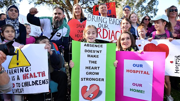 The rally outside the Sydney Children's Hospital at Randwick last Sunday.