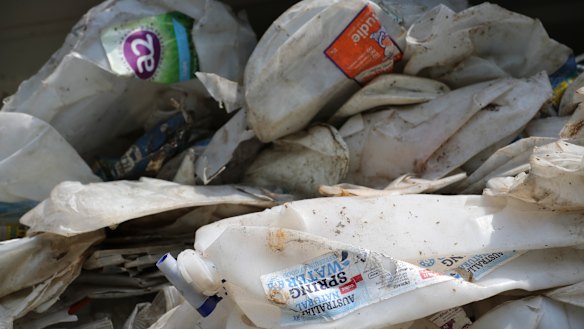 A container filled with plastic waste from Australia in Port Klang, Malaysia.
