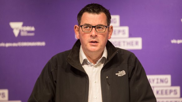 Victorian Premier Daniel Andrews announcing the border closure on Monday.