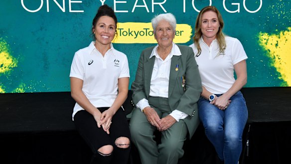 Support: Chloe Esposito, Dawn Fraser and Sally Pearson were in Sydney to mark one year to the Tokyo Olympics.