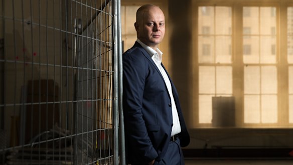 David Jones chief executive David Thomas on the site of the new shoe department on Wednesday.