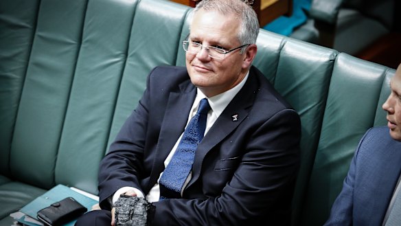 Then treasurer Scott Morrison with a lump of coal in Parliament in February 2017.