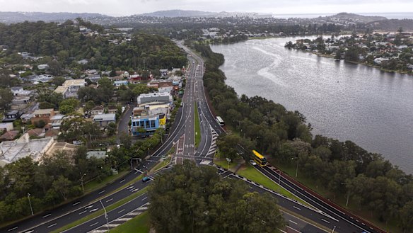 Barely a car in sight at the usually busy intersection of Wakehurst Parkway and Pittwater Road. 