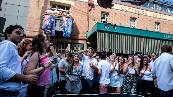 Two-up at the Glenmore Hotel in the Rocks on Anzac Day 2019. 