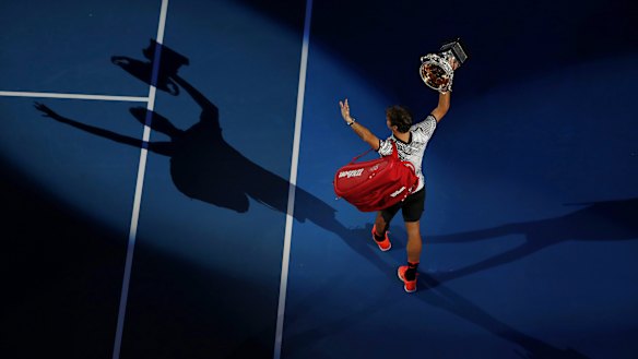 Federer soaks up the love from the Melbourne crowd.