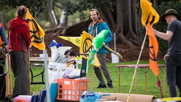 The Extinction Rebellion movement has set up camp in Carlton Gardens. 