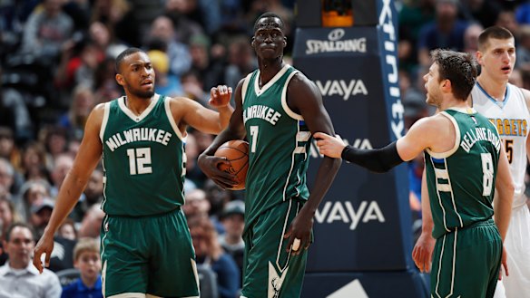 Thon Maker playing for Milwaukee in the NBA.