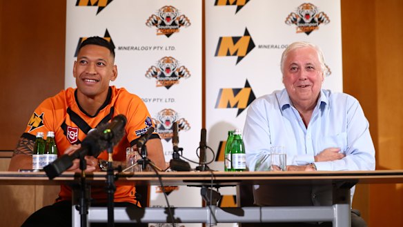 Israel Folau and Clive Palmer.