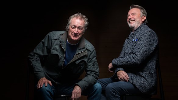 Bryan Brown and Sam Neill, two of the leads in Palm Beach, who are in real life great mates. 