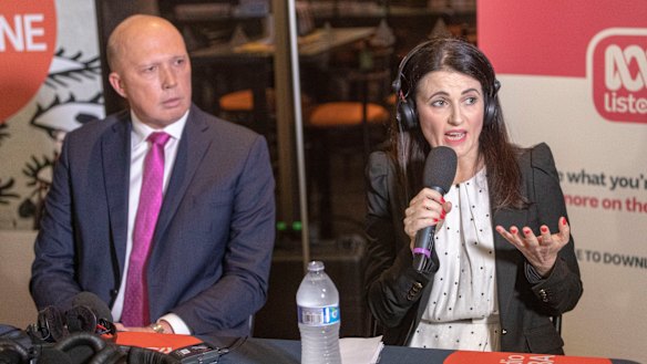 Home Affairs Minister Peter Dutton and Labor candidate for Dickson Ali France at Club Pine Rivers in Bray Park.