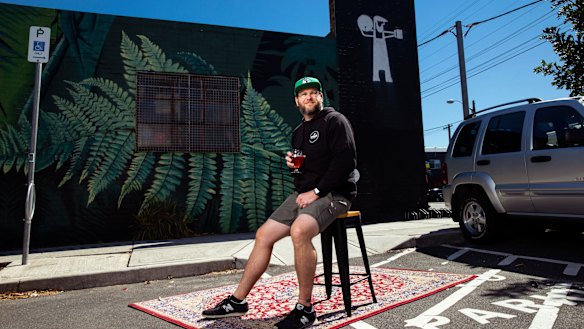 Andrew Fineran, of Batch Brewing in Marrickville, takes a seat in the car park he hopes will soon host customers.