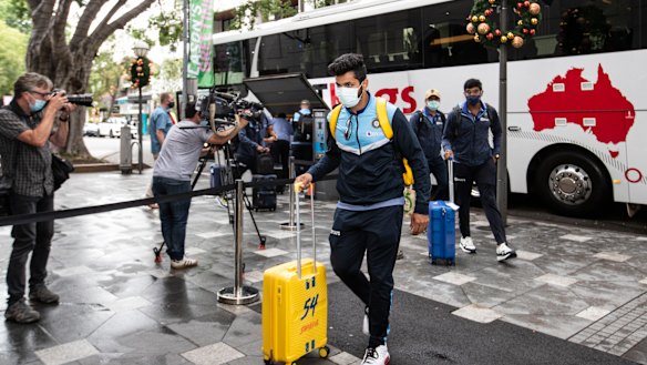 The Indians arrive at their hotel on Monday.
