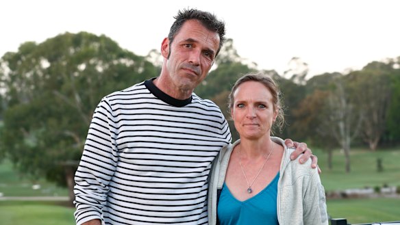 Parents of missing backpacker Theo Hayez - Laurent Hayez and Vinciane Delforge - met volunteers at the Byron Bay golf club.