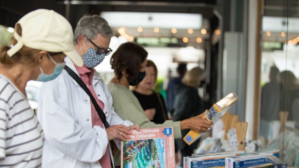 Shoppers in Avalon on the northern beaches donned masks on Saturday.