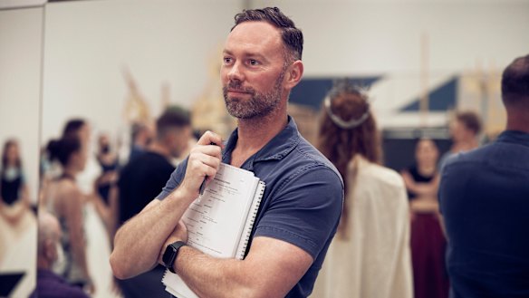 Frozen the Musical resident director Ben Osbourne keeps an eye on rehearsals. 