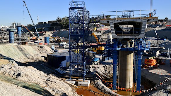 Construction work at the new interchange on Tuesday. 