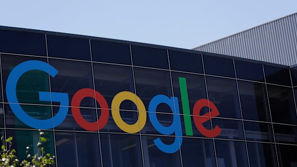The Google logo at the company's headquarters in Mountain View, California.