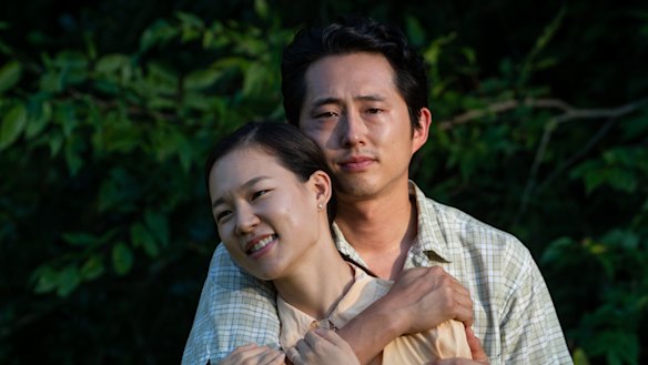 Yeri Han and Steven Yeun in Minari.