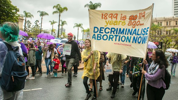 Pro-choice marchers in Brisbane on the weekend before the vote.