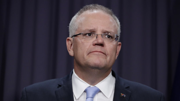 Prime Minister Scott Morrison addresses the media