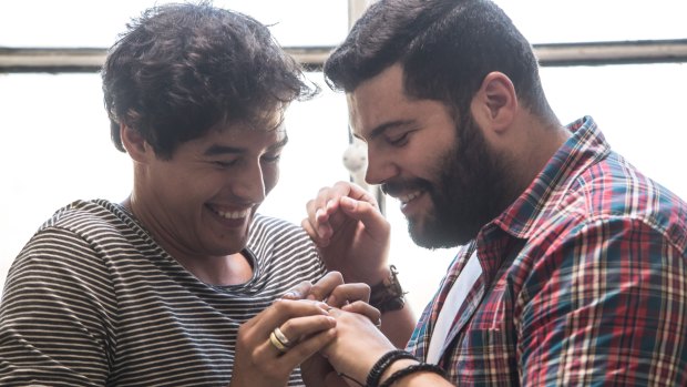 Father issues? Cristiano Caccamo (left) and Salvatore Esposito in My Big Gay Italian Wedding. 