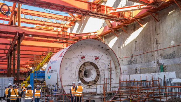 Metro Tunnel's first tunnel-boring machine which ground to a halt for three days.