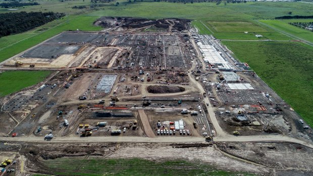 Construction on the Mickleham quarantine facility on Thursday. 