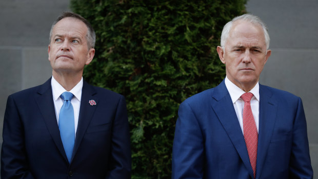 Opposition leader Bill Shorten and Prime Minister Malcolm Turnbull. 