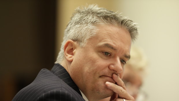 Minister for Finance Mathias Cormann during a Senate estimates hearing at Parliament House in Canberra on Tuesday.