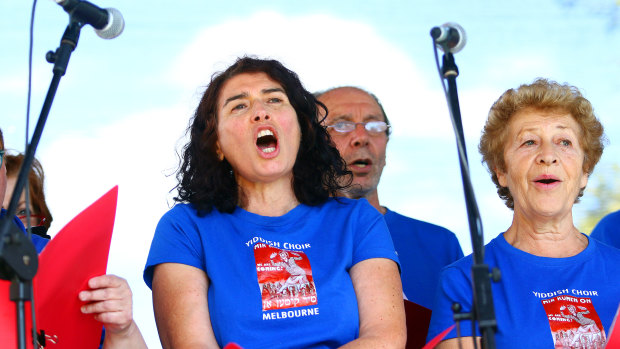 The Mir Kumen On (We Are Coming) Yiddish choir perform at the In One Voice festival in Elsternwick in 2016.