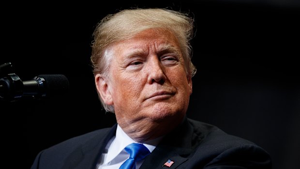 US President Donald Trump during a campaign rally in October.