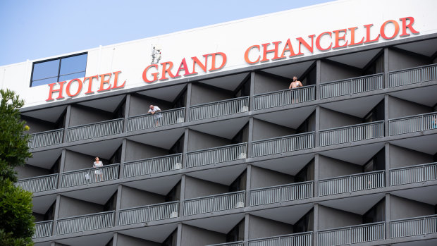 Brisbane's Hotel Grand Chancellor, where the 22-year-old cleaner who prompted Brisbane's three-day lockdown worked.